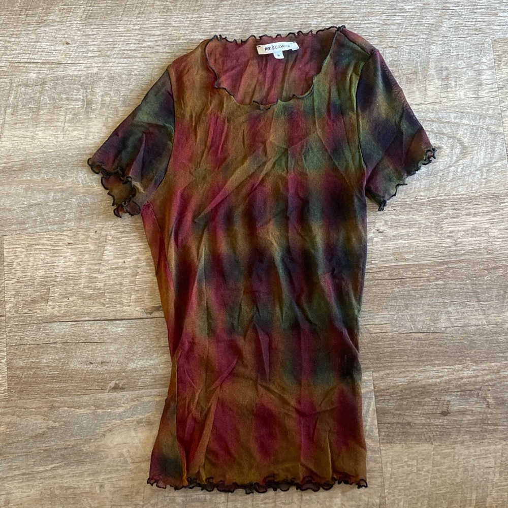 Printed mesh Priscavera top